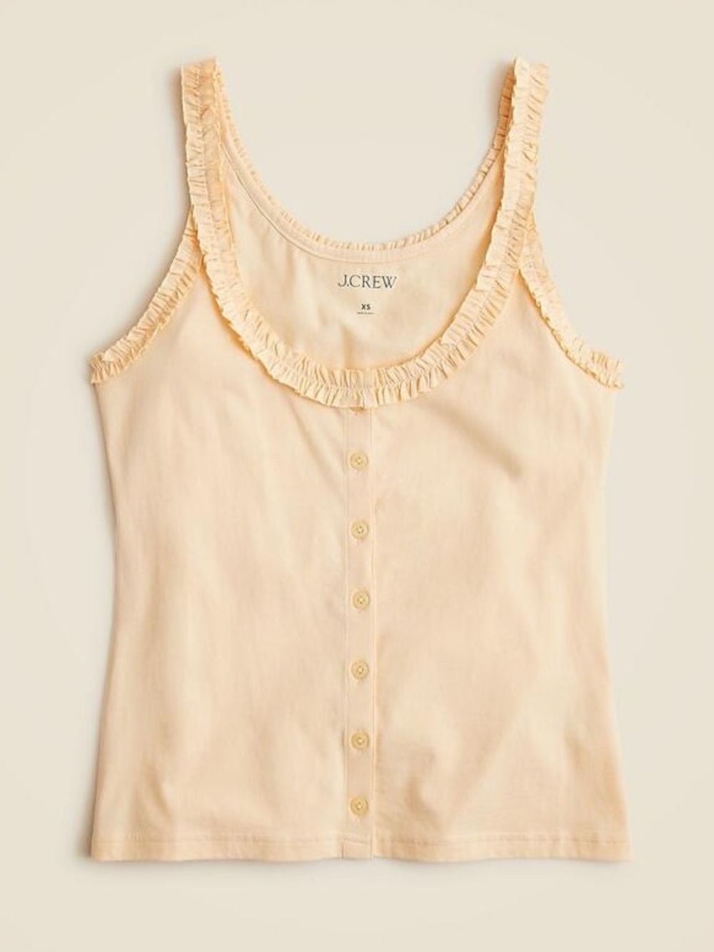 J. Crew Broken-In Jersey Button-Front Tank with Ruffle Trim
